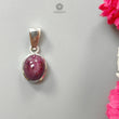 Star Ruby Silver Pendant: 3.62gms Natural Untreated Star Ruby Oval Shape Cabochon 925 Sterling Silver Bezel Set Pendant 1"