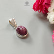 Star Ruby Silver Pendant: 3.62gms Natural Untreated Star Ruby Oval Shape Cabochon 925 Sterling Silver Bezel Set Pendant 1"