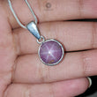 Star Ruby Silver Pendant: 4.24gms Natural Untreated Star Ruby Round Shape Cabochon 925 Sterling Silver Bezel Set Pendant 1"