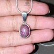 Star Ruby Silver Pendant: 4.91gms Natural Untreated Star Ruby Oval Shape Cabochon 925 Sterling Silver Bezel Set Pendant 1"