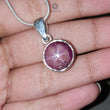 Star Ruby Silver Pendant: 6.20gms Natural Untreated Star Ruby Round Shape Cabochon 925 Sterling Silver Bezel Set Pendant 1"