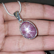 Star Ruby Silver Pendant: 7.55gms Natural Untreated Star Ruby Oval Shape Cabochon 925 Sterling Silver Bezel Set Pendant 1.20"