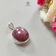 Star Ruby Silver Pendant: 14.06gms Natural Untreated Star Ruby Oval Shape Cabochon 925 Sterling Silver Bezel Set Pendant 1.50"