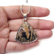 Tiger Dendrite Agate Plain Silver Pendant: 7.37gms Natural Untreated Bi-Color Agate Triangle 925 Sterling Silver Bezel Set Pendant 1.75"