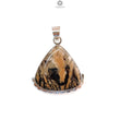 Tiger Dendrite Agate Plain Silver Pendant: 7.37gms Natural Untreated Bi-Color Agate Triangle 925 Sterling Silver Bezel Set Pendant 1.75"