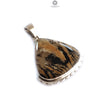 Tiger Dendrite Agate Plain Silver Pendant: 7.37gms Natural Untreated Bi-Color Agate Triangle 925 Sterling Silver Bezel Set Pendant 1.75"