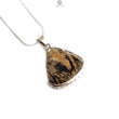 Tiger Dendrite Agate Plain Silver Pendant: 7.37gms Natural Untreated Bi-Color Agate Triangle 925 Sterling Silver Bezel Set Pendant 1.75"