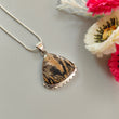 Tiger Dendrite Agate Plain Silver Pendant: 7.37gms Natural Untreated Bi-Color Agate Triangle 925 Sterling Silver Bezel Set Pendant 1.75"