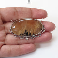 Tiger Dendrite Agate Plain Silver Pendant: 12.00gms Natural Untreated Bi-Color Agate Oval 925 Sterling Silver Bezel Set Pendant 2.00