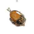 Tiger Dendrite Agate Plain Silver Pendant: 13.32gms Natural Untreated Bi-Color Agate Oval 925 Sterling Silver Bezel Set Pendant 2.00"