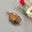 Tiger Dendrite Agate Plain Silver Pendant: 13.32gms Natural Untreated Bi-Color Agate Oval 925 Sterling Silver Bezel Set Pendant 2.00"