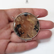 Tiger Dendrite Agate Plain Silver Pendant: 13.57gms Natural Untreated Bi-Color Agate Round 925 Sterling Silver Bezel Set Pendant 1.80"