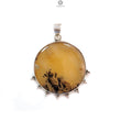 Tiger Dendrite Agate Plain Silver Pendant: 14.56gms Natural Untreated Bi-Color Agate Round 925 Sterling Silver Bezel Set Pendant 2.00"