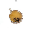 Tiger Dendrite Agate Plain Silver Pendant: 14.56gms Natural Untreated Bi-Color Agate Round 925 Sterling Silver Bezel Set Pendant 2.00"