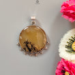 Tiger Dendrite Agate Plain Silver Pendant: 14.56gms Natural Untreated Bi-Color Agate Round 925 Sterling Silver Bezel Set Pendant 2.00"