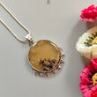 Tiger Dendrite Agate Plain Silver Pendant: 14.56gms Natural Untreated Bi-Color Agate Round 925 Sterling Silver Bezel Set Pendant 2.00"