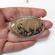 Tiger Dendrite Agate Plain Silver Pendant: 14.61gms Natural Untreated Bi-Color Agate Oval 925 Sterling Silver Bezel Set Pendant 2.00"