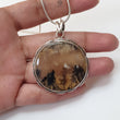 Tiger Dendrite Agate Plain Silver Pendant:14.66gms Natural Untreated Bi-Color Agate Round 925 Sterling Silver Bezel Set Pendant 2.00"