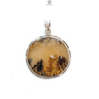 Tiger Dendrite Agate Plain Silver Pendant:14.66gms Natural Untreated Bi-Color Agate Round 925 Sterling Silver Bezel Set Pendant 2.00"