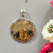 Tiger Dendrite Agate Plain Silver Pendant:14.66gms Natural Untreated Bi-Color Agate Round 925 Sterling Silver Bezel Set Pendant 2.00"