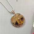 Tiger Dendrite Agate Plain Silver Pendant:14.66gms Natural Untreated Bi-Color Agate Round 925 Sterling Silver Bezel Set Pendant 2.00"