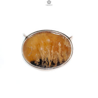 Tiger Dendrite Agate Plain Silver Pendant:15.42gms Natural Untreated Bi-Color Agate Oval 925 Sterling Silver Bezel Set Pendant 2.00