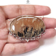 Tiger Dendrite Agate Plain Silver Pendant:15.57gms Natural Untreated Bi-Color Agate Oval 925 Sterling Silver Bezel Set Pendant 2.00"