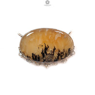 Tiger Dendrite Agate Plain Silver Pendant:15.57gms Natural Untreated Bi-Color Agate Oval 925 Sterling Silver Bezel Set Pendant 2.00