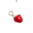 Red Coral Gemstone 925 Sterling Silver Pendant: 3.27gms Synthetic Coral Bezel Set Regular Size Bullet Pendant with Normal Loop 1"