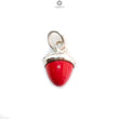 Red Coral Gemstone 925 Sterling Silver Pendant: 3.27gms Synthetic Coral Bezel Set Regular Size Bullet Pendant with Normal Loop 1"