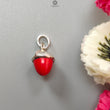 Red Coral Gemstone 925 Sterling Silver Pendant: 3.27gms Synthetic Coral Bezel Set Regular Size Bullet Pendant with Normal Loop 1"