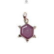 Raspberry Purple Ruby Faceted Silver Pendant: Natural Untreated Sheen Ruby Hexagon Normal Cut 925 Sterling Silver Bezel Set Pendant