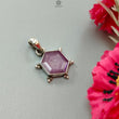 Raspberry Purple Ruby Faceted Silver Pendant: Natural Untreated Sheen Ruby Hexagon Normal Cut 925 Sterling Silver Bezel Set Pendant