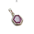 Raspberry Purple Ruby Faceted Silver Pendant: Natural Untreated Sheen Ruby Hexagon Normal Cut 925 Sterling Silver Bezel Set Pendant