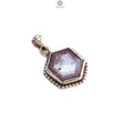 Raspberry Purple Ruby Faceted Silver Pendant: Natural Untreated Sheen Ruby Hexagon Normal Cut 925 Sterling Silver Bezel Set Pendant