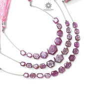 Raspberry Pink Sapphire Faceted Loose Beads: Natural Sapphire Hexagon Both Side Faceted Cut Shape 925 Sterling Silver Beads