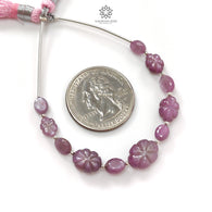 Raspberry Pink Sapphire Carved Loose Beads: 24.10cts Natural Sapphire Carving 925 Sterling Silver Oval 7*5mm - 11*8.5mm 3.75