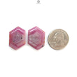 Raspberry Pink Sapphire Gemstone Faceted Cut: 42.60cts Natural Untreated Sheen Sapphire Hexagon Shape Faceted 27*18.5mm - 27*19mm 2pcs Set