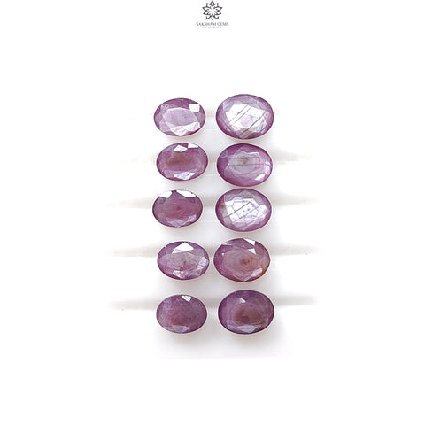 Raspberry Pink Sapphire Gemstone Faceted Cut: 18.70cts Natural Untreated Sheen Sapphire Oval Shape Faceted 8*6mm - 9*7mm 10pcs Lot