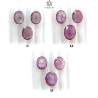 Raspberry Pink Sapphire Gemstone Faceted Cut: Natural Untreated Sheen Sapphire Oval Shape Faceted 3pcs Set for Jewelry September Birthstone