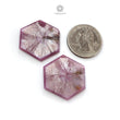 Rosemary Pink Sapphire Gemstone Flat Slices Trapiche : 56.60cts Natural Untreated Unheated Sheen Sapphire Hexagon Shape 30*27mm Pair