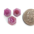 Rosemary Pink Sapphire Gemstone Flat Slices : Natural Untreated Unheated Sheen Sapphire Hexagon Shape 3pcs Set For Jewelry