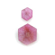 Rosemary Pink Sapphire Trapiche Flat Slices: Natural Untreated Sapphire Gemstone Hexagon Shape Pair For Jewelry