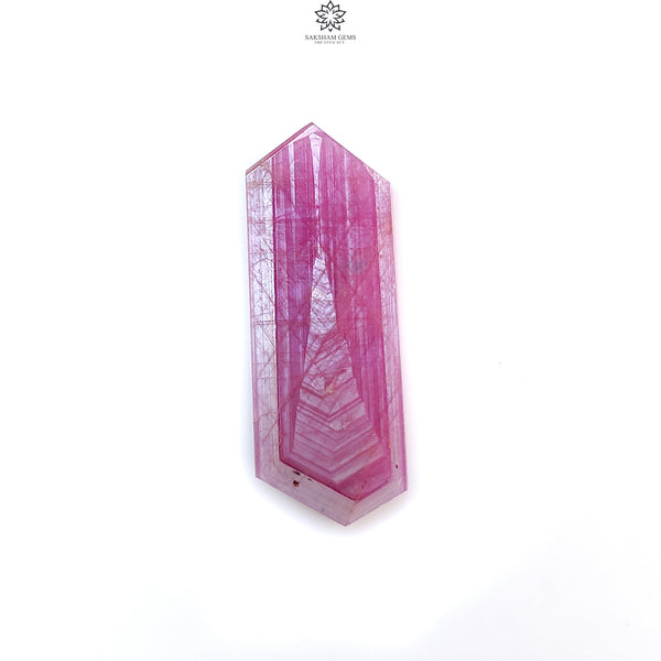 Rosemary Ruby Gemstone Flat Slices: 41.00cts Natural Untreated Sheen Pink Ruby Unique Eiffel Tower Engraved 44*15mm 1pc For Jewelry