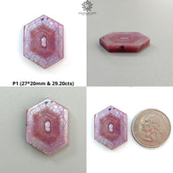 Rosemary Pink Sapphire Flat Slices: Natural Untreated Sheen Sapphire Gemstone Hexagon Shape 1pc For Jewelry September Birthstone