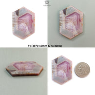 Rosemary Pink Sapphire Flat Slices: Natural Untreated Sheen Sapphire Gemstone Hexagon Shape 1pc for Jewelry September Birthstone