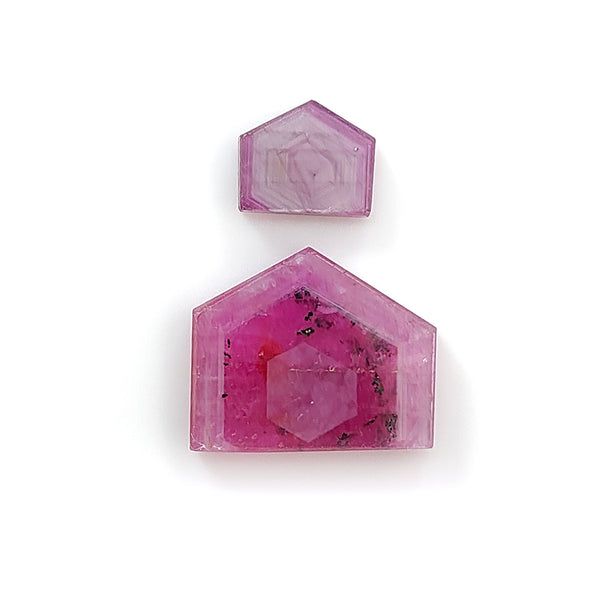 Rosemary Pink Sapphire Flat Slices: Natural Untreated Sapphire Gemstone Uneven Shape 2pcs For Jewelry