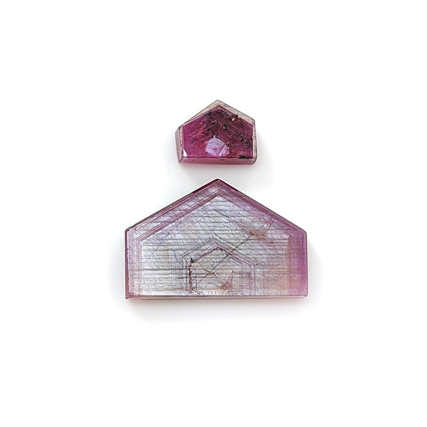 Rosemary Pink Sapphire Flat Slices: Natural Untreated Sapphire Gemstone Uneven Shape 2pcs For Jewelry