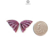 Multi Sapphire Gemstone Carving: Natural Untreated Pink Sapphire Hand Carved Butterfly Pair for Jewelry September Birthstone