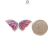 Multi Sapphire Gemstone Carving: Natural Untreated Pink, Blue Sapphire Hand Carved Butterfly Pair for Jewelry September Birthstone